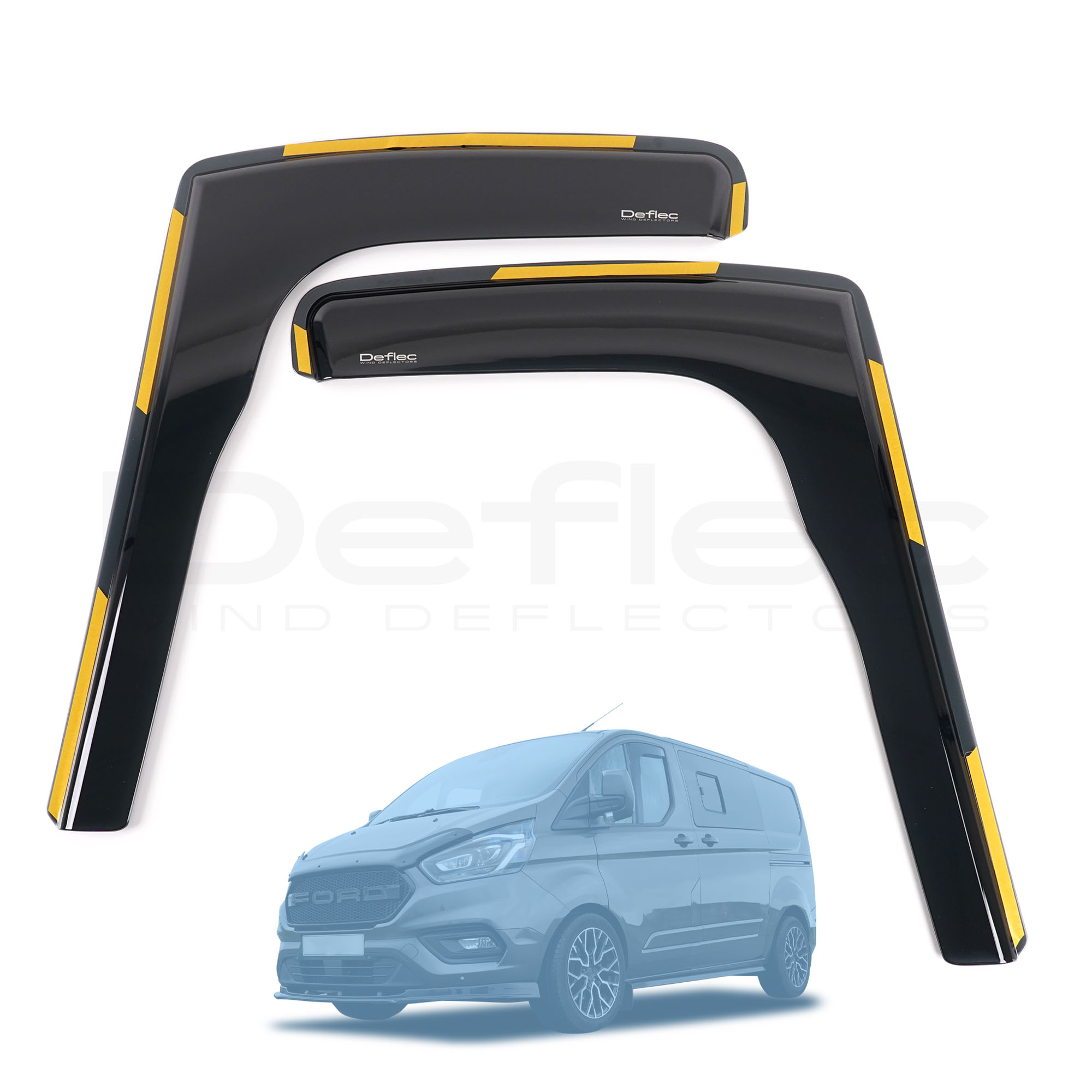 Ford Transit Custom (MK1) 2013-2023 Deflec Smoked Wind Deflectors (2pc)