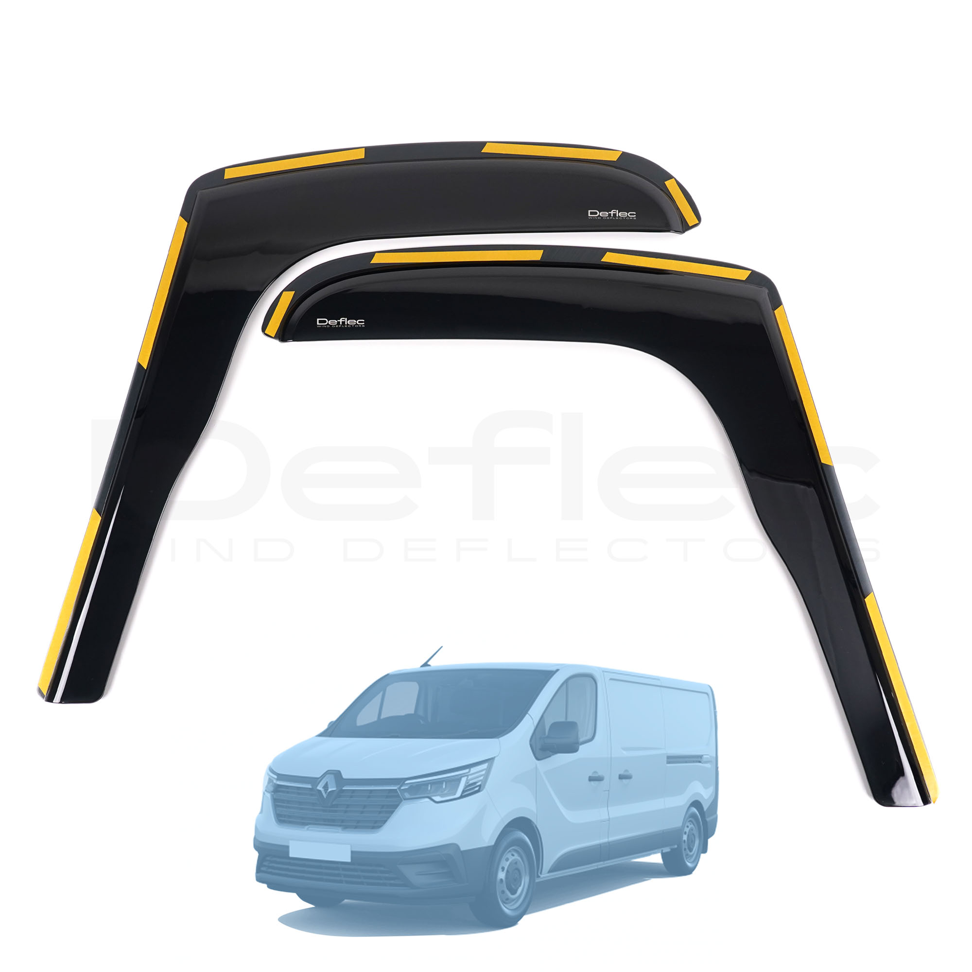 Renault Trafic X82 2014 Onwards Deflec Smoked Wind Deflectors (2pc)